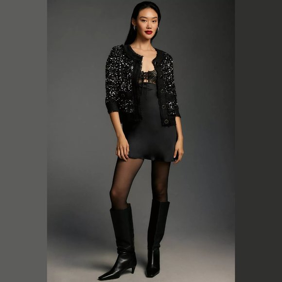 NEW Anthropologie Size M, Sequin Jacket Sequin Jacket - Black - Picture 4 of 4